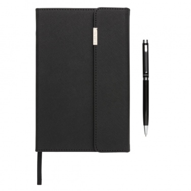 Logo trade promotional giveaways image of: Swiss Peak deluxe A5 notebook and pen set