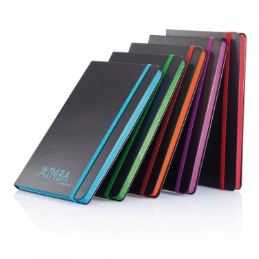 Logo trade business gifts image of: Deluxe hardcover A5 notebook with coloured side