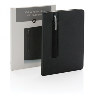 Logo trade corporate gifts image of: Standard hardcover PU A5 notebook with stylus pen