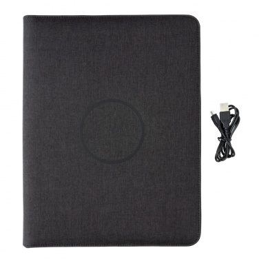 Logo trade promotional merchandise picture of: Air 5W wireless charging portfolio A4 w/ 5000 mAh powerbank