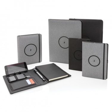 Logo trade promotional giveaways picture of: Air 5W wireless charging portfolio A4 w/ 5000 mAh powerbank