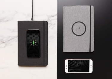 Logo trade promotional merchandise picture of: Air 5W wireless charging refillable journal cover A5