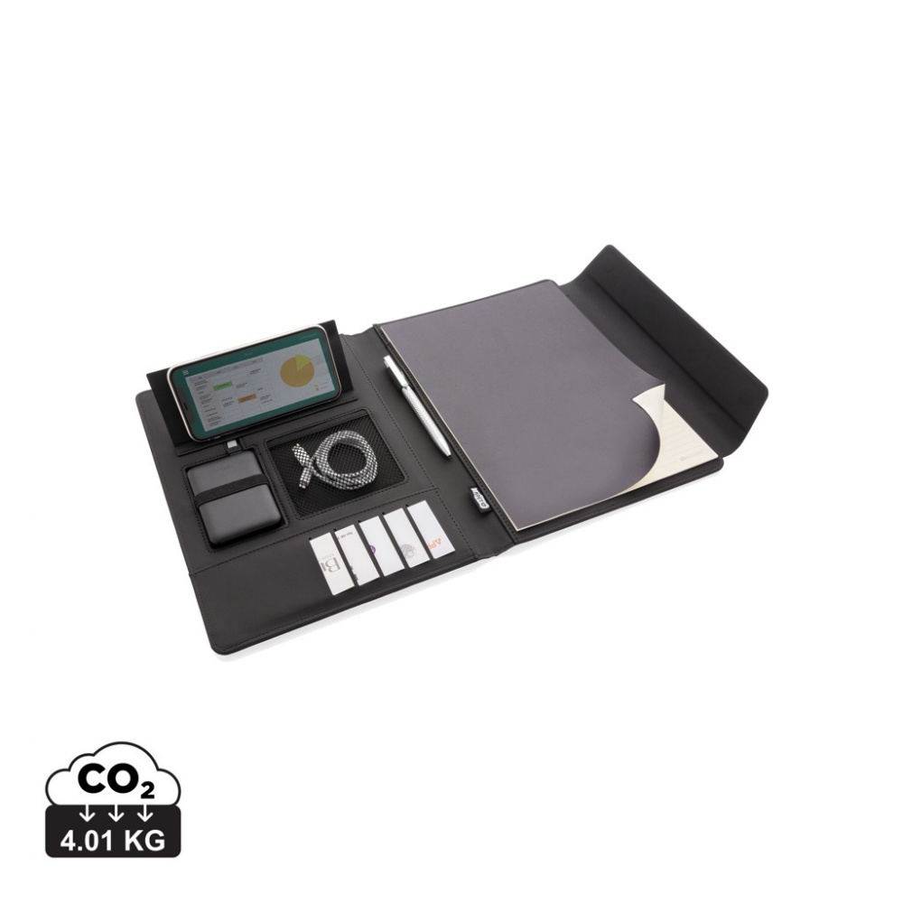 Logotrade advertising product picture of: Fiko 5W wireless charging portfolio A4 with powerbank