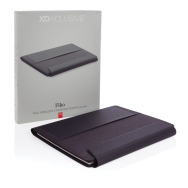 Logo trade promotional gifts image of: Fiko 5W wireless charging portfolio A4 with powerbank