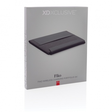 Logotrade promotional product image of: Fiko 5W wireless charging portfolio A4 with powerbank