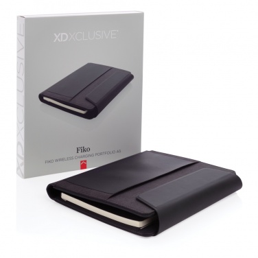 Logo trade promotional products image of: Fiko wireless charging A5 portfolio with powerbank