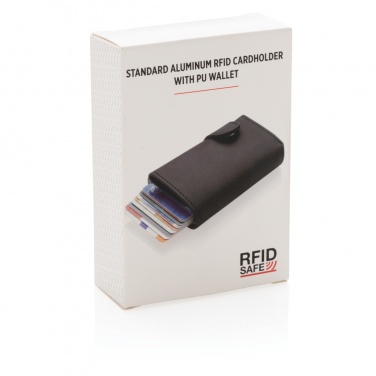 Logotrade promotional product image of: Standard aluminium RFID cardholder with PU wallet