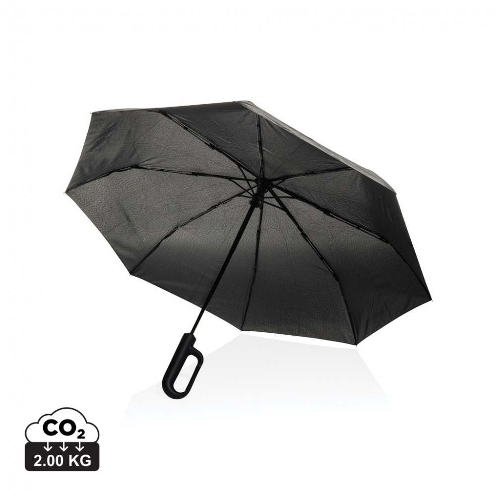 Logo trade advertising products image of: Yara 21" AWARE™ RPET solid colour umbrella with carabiner