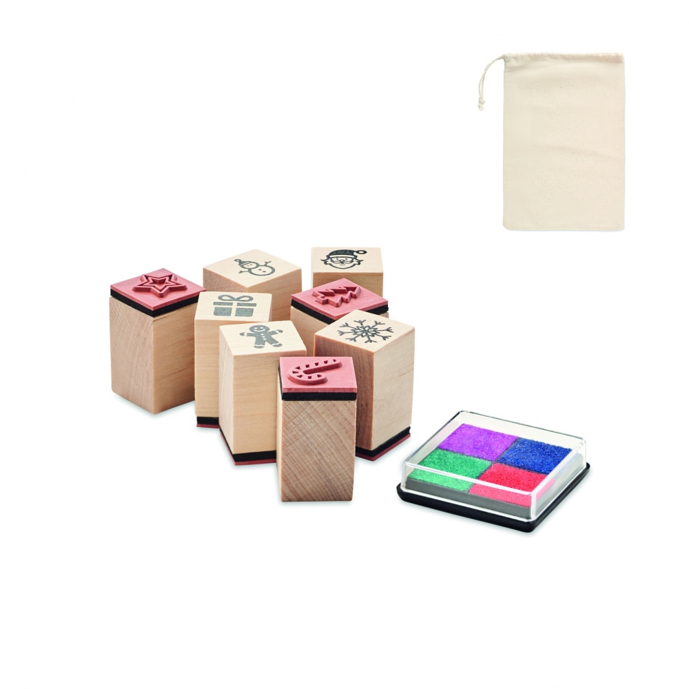Logo trade promotional items picture of: 8 wooden Christmas stamps set
