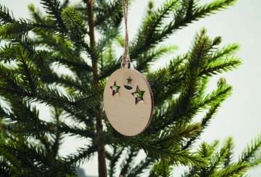Logo trade promotional gifts image of: Wooden bauble shape hanger
