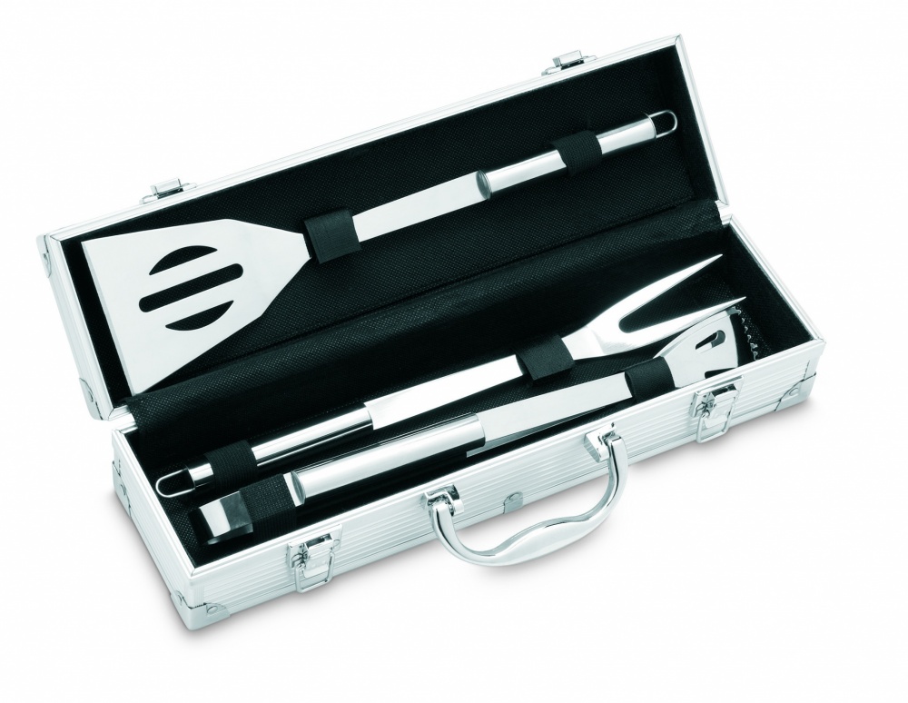Logotrade promotional product picture of: 3 BBQ tools in aluminium case