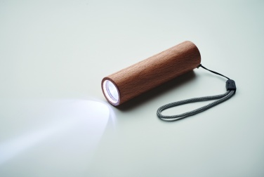 Logo trade promotional items image of: Beech wood rechargeable torch