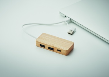 Logotrade promotional item image of: Bamboo USB 3 ports hub