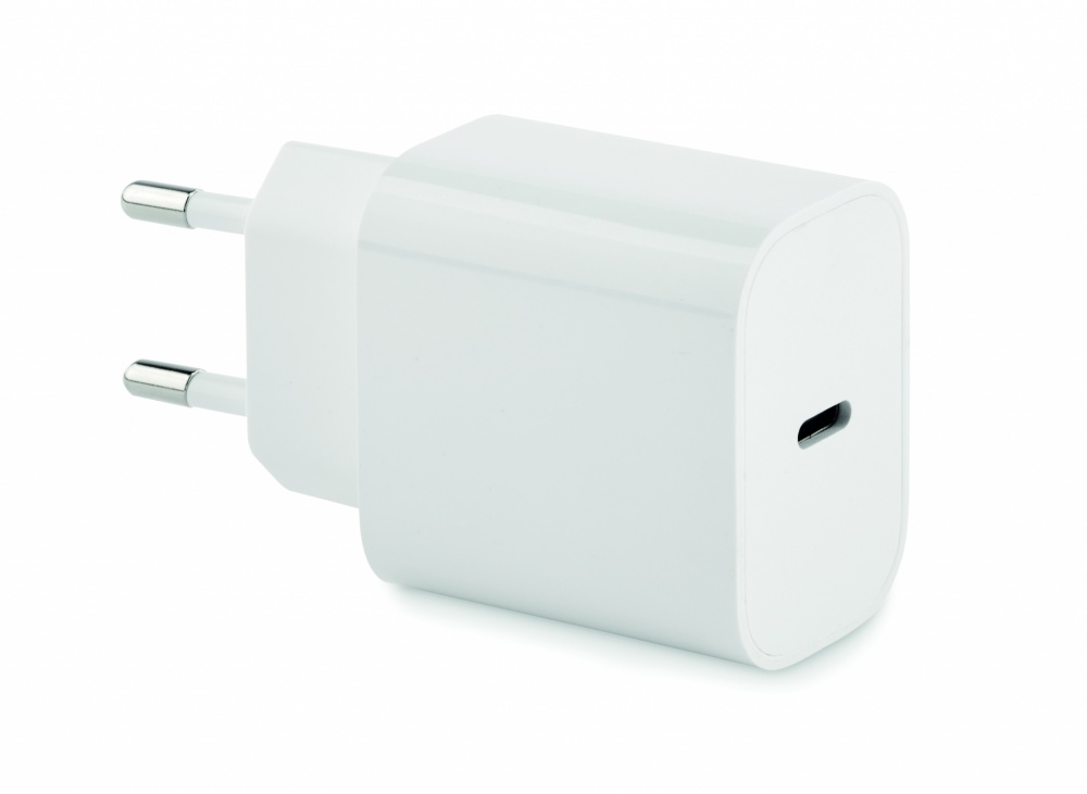 Logotrade promotional giveaway picture of: 20W 2 port USB charger EU plug