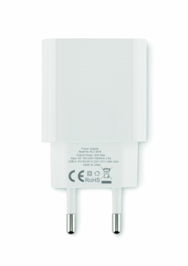 Logo trade promotional item photo of: 20W 2 port USB charger EU plug