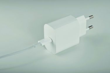 Logo trade promotional merchandise picture of: 20W 2 port USB charger EU plug