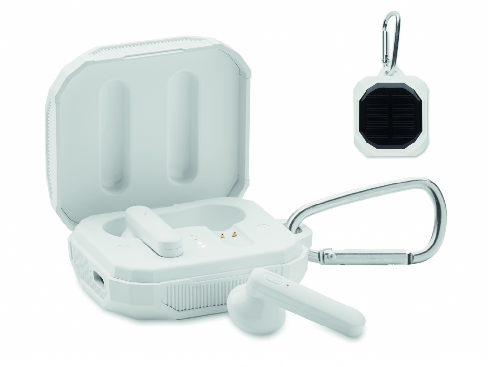 Logo trade promotional product photo of: TWS earbuds with solar charger