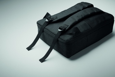 Logotrade advertising product picture of: A safe 15-inch laptop backpack made of 300D RPET with a 210D RPET lining and customizable printing.
