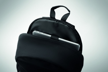 Logo trade corporate gifts image of: A 15-inch laptop backpack made of recycled pre-consumer cotton and recycled polyester with customizable printing.