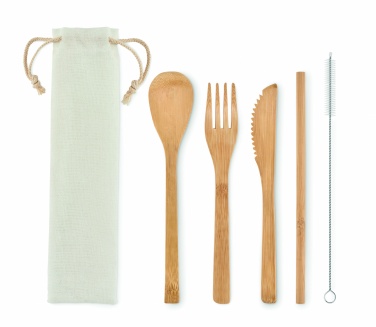 Logo trade promotional products picture of: Bamboo cutlery with straw