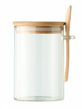 Logo trade promotional products image of: Glass jar with spoon 600 ml