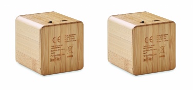 Logo trade promotional merchandise picture of: Set of Bamboo wireless speaker