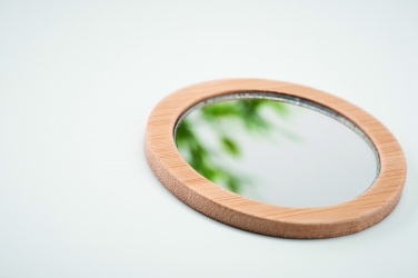 Logo trade promotional giveaway photo of: Bamboo make-up mirror