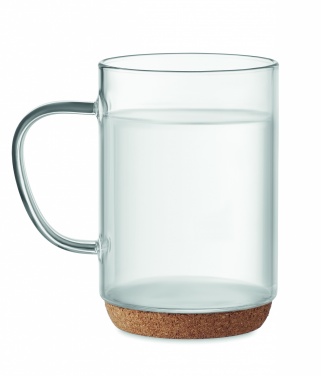 Logotrade business gift image of: Glass mug 400ml with cork base