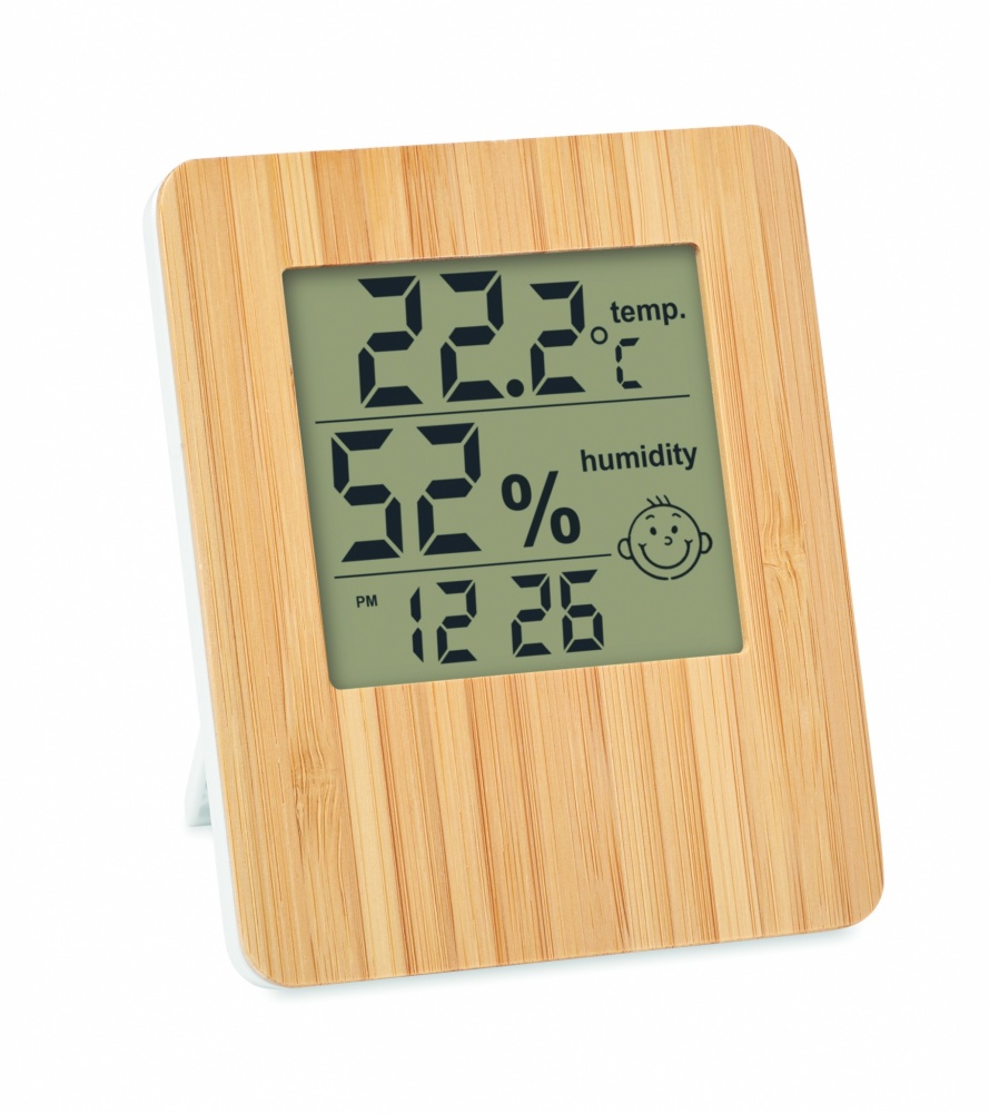 Logo trade business gifts image of: Bamboo weather station