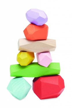 Logo trade promotional gift photo of: 8 stacking wood rocks in pouch