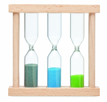 Logo trade promotional gift photo of: Set of 3 wooden sand timer