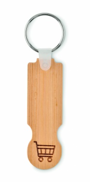 Logo trade corporate gift photo of: Bamboo euro token key ring Rauma
