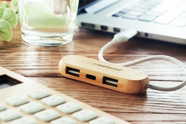 Logo trade promotional giveaways image of: 3 port USB hub with dual input