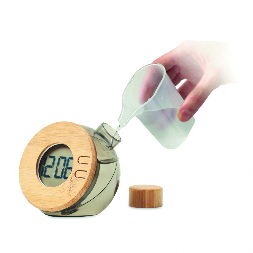 Logo trade promotional products picture of: Water powered bamboo LCD clock