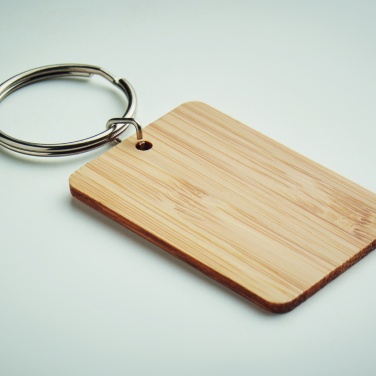 Logo trade promotional items image of: Rectangular bamboo key ring Riihimäki