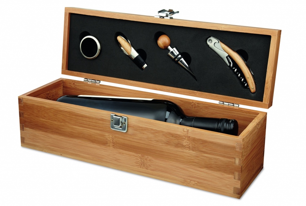 Logo trade business gift photo of: Wine set in bamboo box