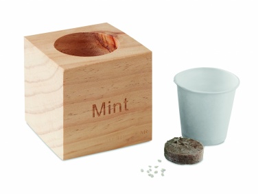 Logo trade promotional items image of: Herb pot wood "MINT"