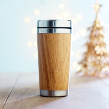 Logo trade promotional giveaways picture of: Double wall bamboo flask 430ml