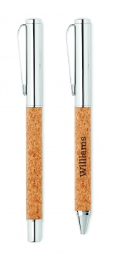 Logotrade promotional item picture of: Metal Ball pen set in cork box