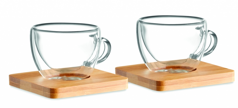 Logo trade promotional giveaways picture of: Set of 2 double wall espresso