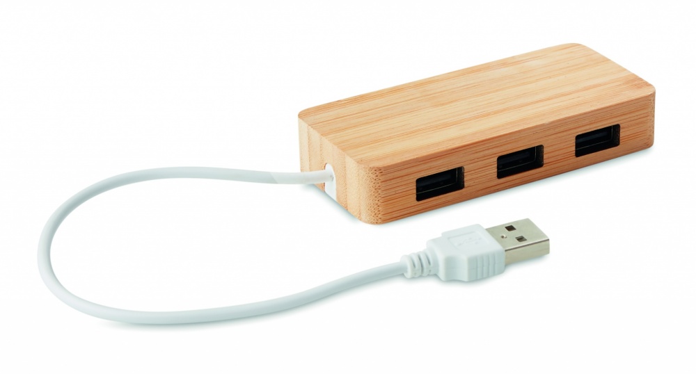 Logotrade advertising products photo of: Bamboo USB 3 ports hub