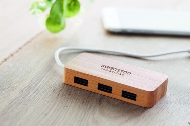 Logo trade promotional giveaway photo of: Bamboo USB 3 ports hub