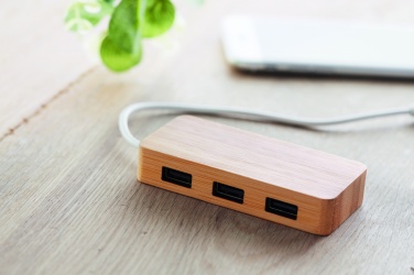 Logotrade business gift image of: Bamboo USB 3 ports hub
