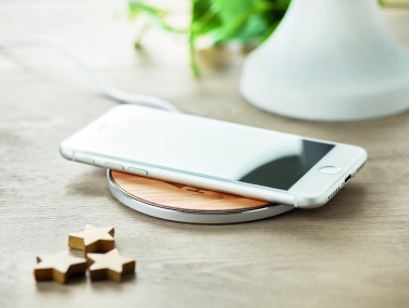Logo trade advertising products image of: Bamboo wireless charger 10W DESPAD