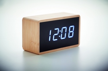 Logotrade promotional merchandise picture of: LED alarm clock bamboo casing Düsseldorf