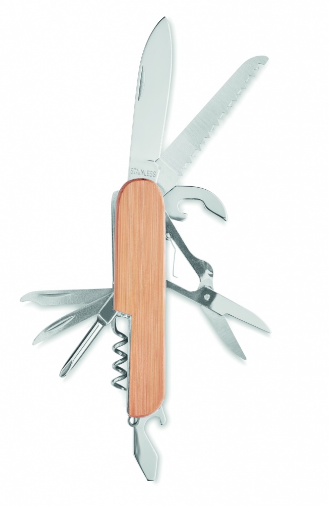 Logo trade promotional merchandise image of: Multi tool pocket knife bamboo