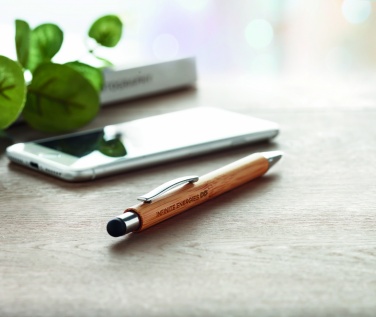 Logo trade business gift photo of: Bamboo ballpoint pen with blue ink