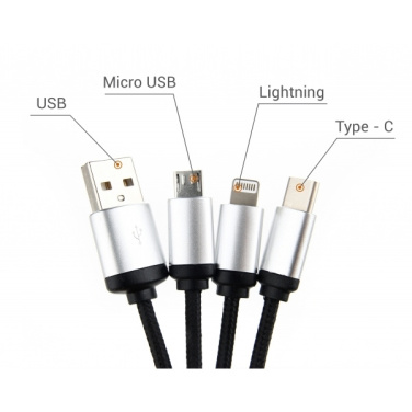 Logo trade promotional items picture of: 3in1 cable with enlighted logo for engraving, RXD-368