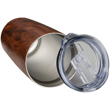 Logotrade promotional merchandise picture of: Stainless steel mug with wooden look COSTA RICA 550 ml