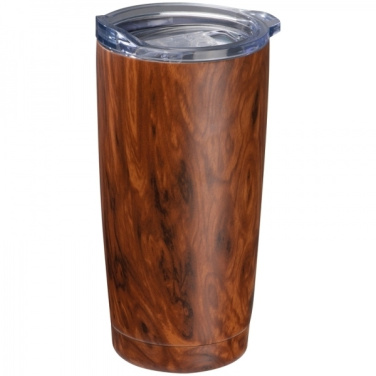 Logo trade business gifts image of: Stainless steel mug with wooden look COSTA RICA 550 ml